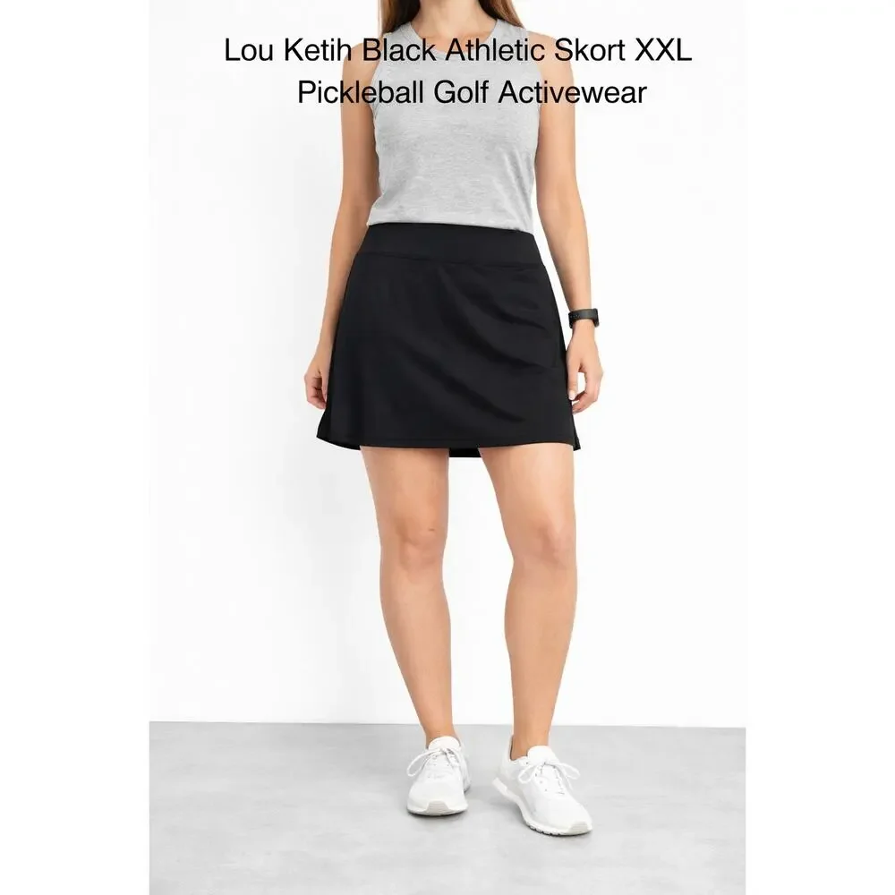 LouKeith Black Athletic Skort XXL Women Pickleball Golf Tennis‎ Activewear Skirt